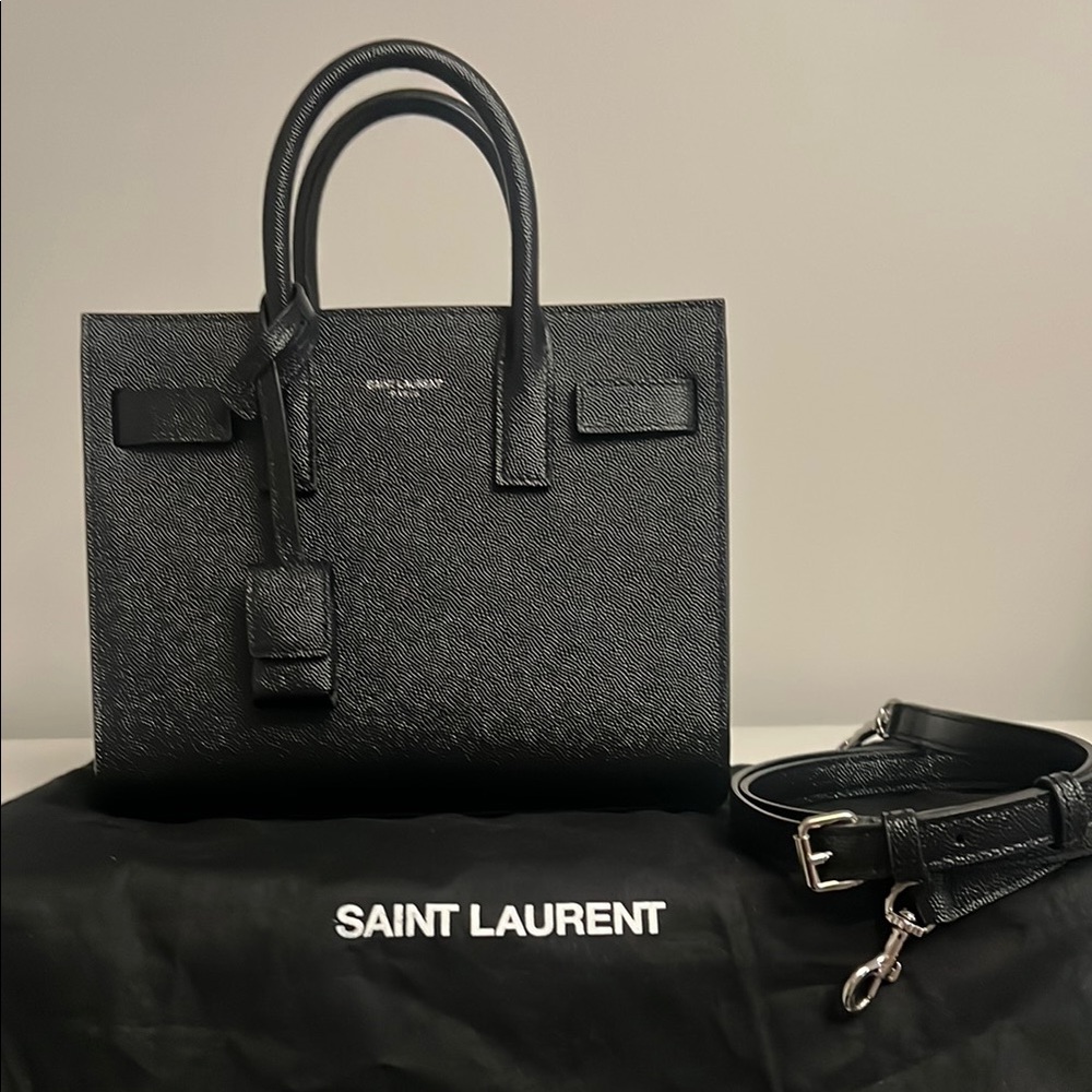 Saint Laurent Sac de Jour Nano size Handbag with Strap, Black